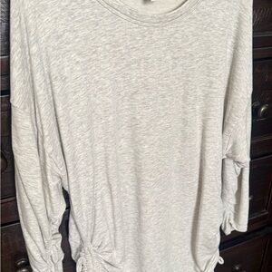 Athleta Heather Gray Long Sleeve Top with Gathered Sides